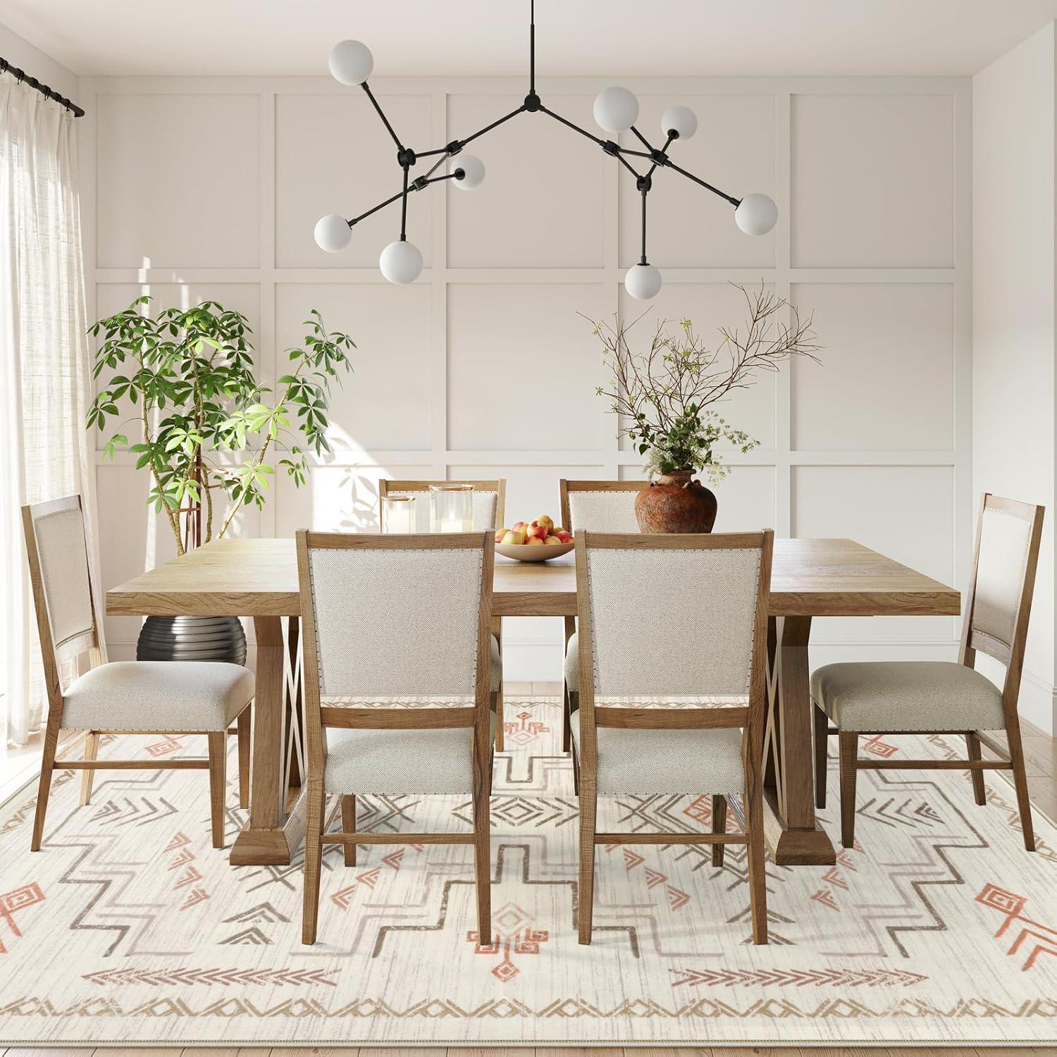Beige Neutral Tribal Rug